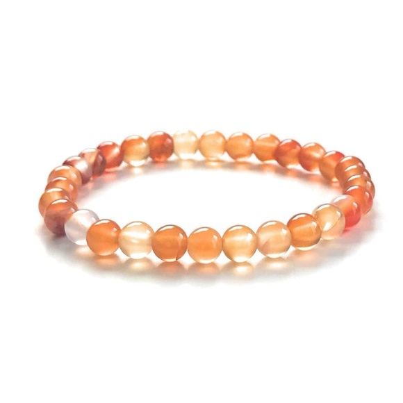 Carnelian Gemstone Beaded Stretch Bracelet - Picture 2 of 4